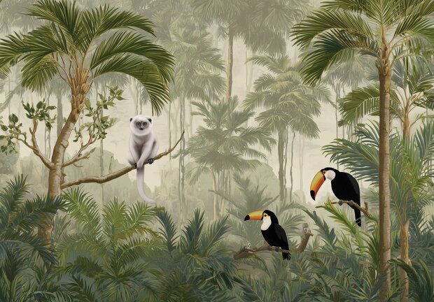 Jungle fotobehang Witte Aap