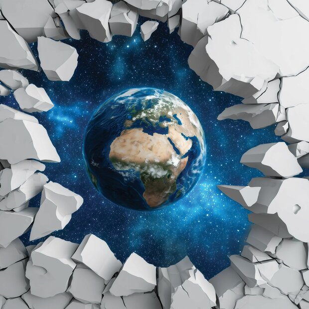 Planeet Aarde fotobehang 3D Muurbreuk