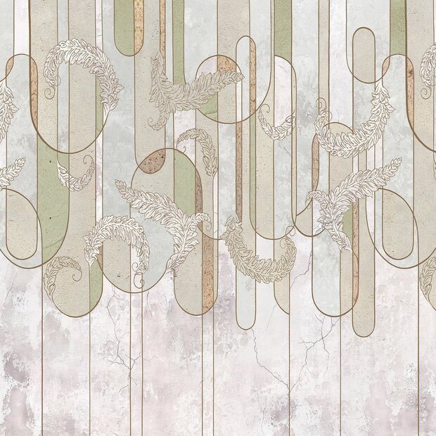 Art Deco Feather Lines fotobehang