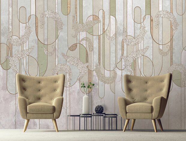 Art Deco Feather Lines fotobehang