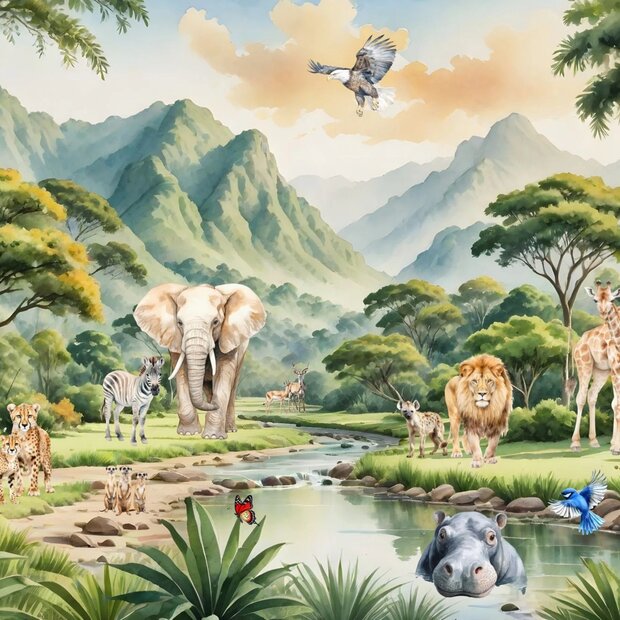 Safari fotobehang In de Vallei
