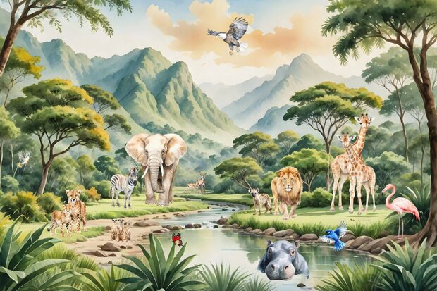 Safari fotobehang In de Vallei