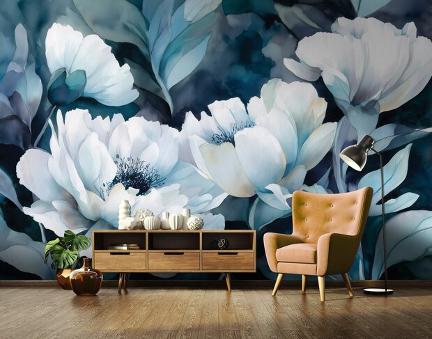 Midnight Bloom bloemen fotobehang