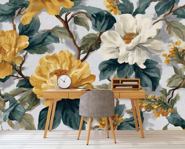 Gele bloemen fotobehang Golden Blossom
