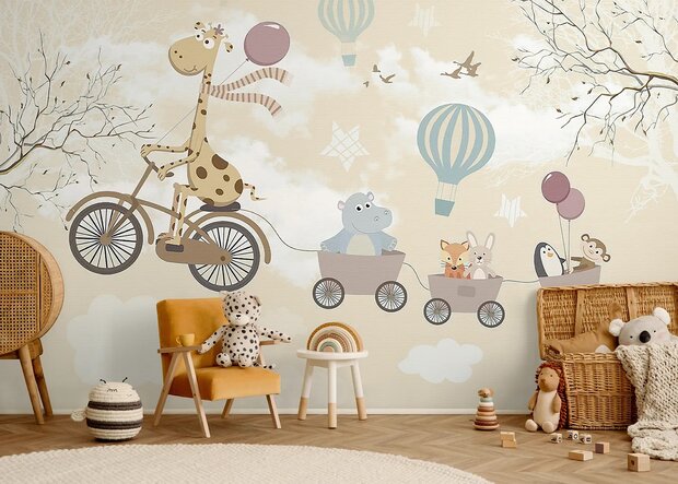 Dierenavontuur met Luchtballonnen fotobehang