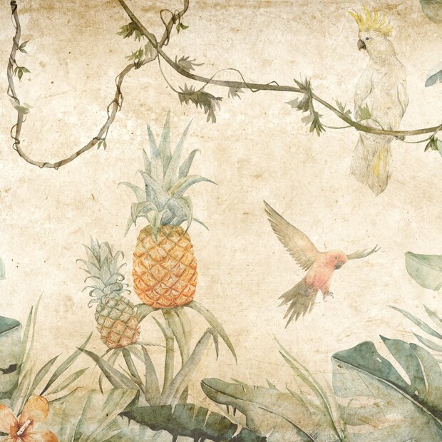 Tropisch botanisch fotobehang met vogels