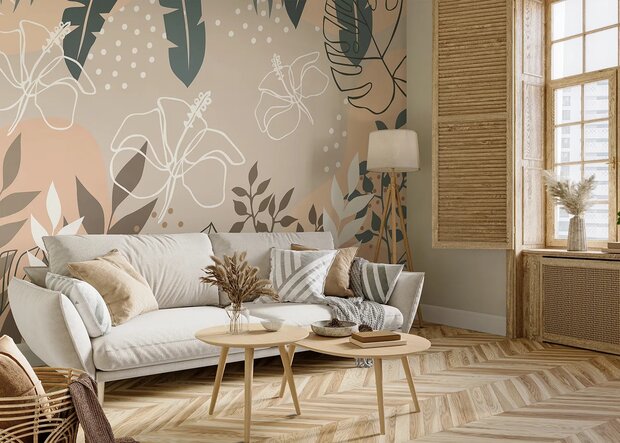 Tropical Lines &ndash; Botanisch &amp; Abstract fotobehang