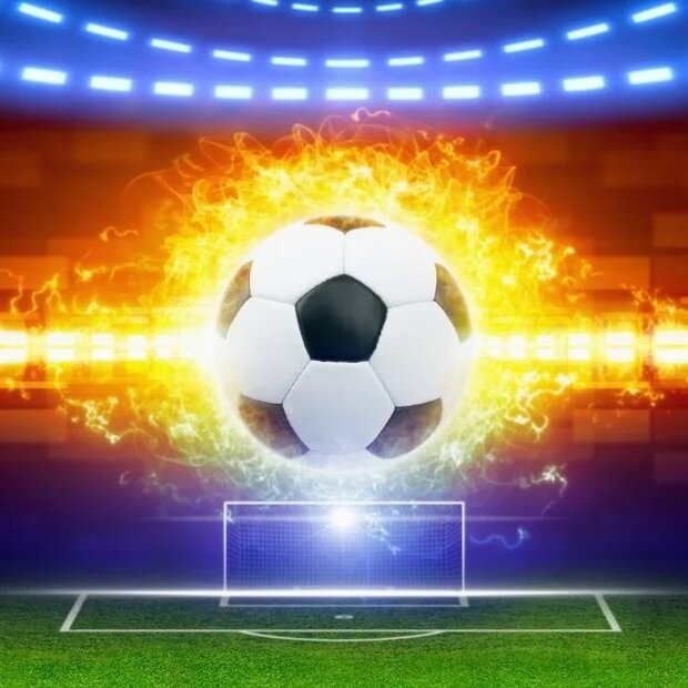 Voetbal fotobehang &ndash; Vurige Voetbal in het Stadion