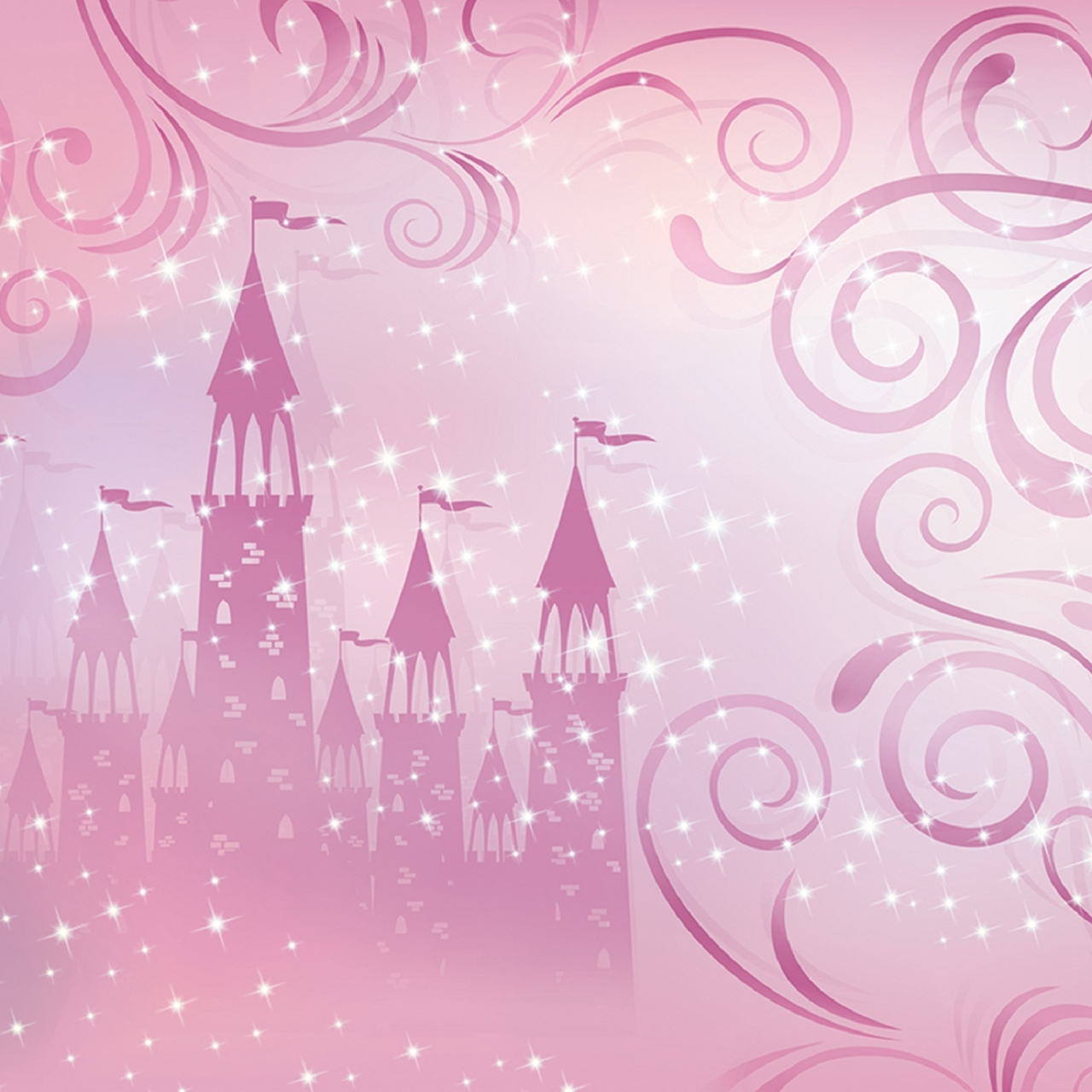 Sluiting Gelovige boekje Prinsessen kasteel behang - licht roze | Muurdeco4kids