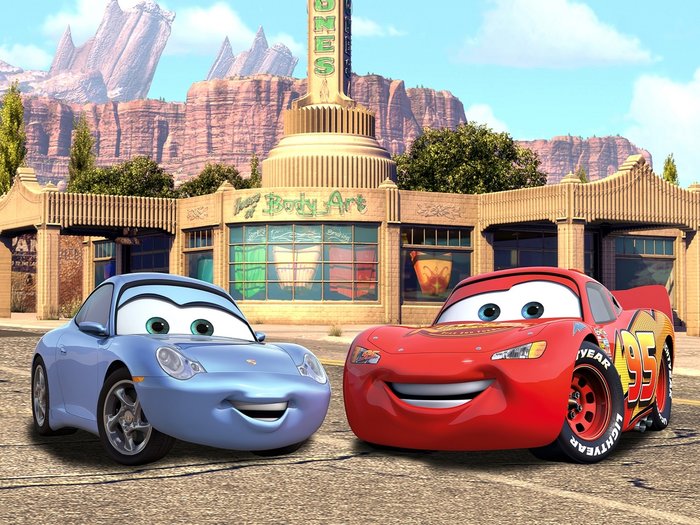 Disney Cars fotobehang McQueen en Sally Carrera