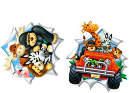 Jungle 3D muurstickers set Jeep