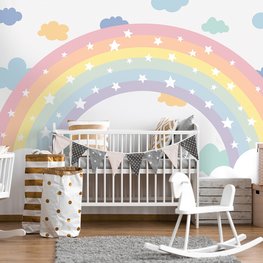 Regenboog behang kinderkamer