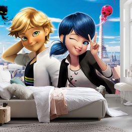 Miraculous behang Marinette en Adrien