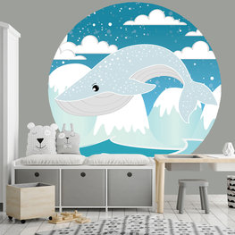 Behangcirkel Blauwe Walvis