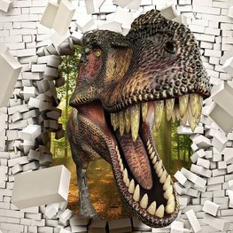 3D fotobehang Dinosaurus door muur III