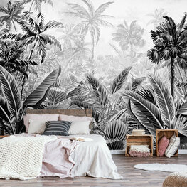 Botanisch behang Jungle Zwart-Wit