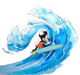 Mickey Mouse behang Surfing