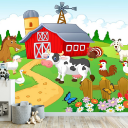 Op de Boerderij VINYL behang