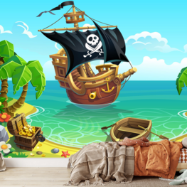 Piraten behang Piratenschip VINYL
