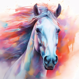 Paarden behang Aquarel gekleurd paard