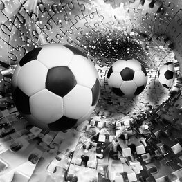 3D Voetbal behang Tunnel Puzzel zwart-wit