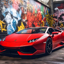 Auto behang Ferrari Graffiti muur