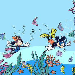 Mickey en Minnie behang Onderwater