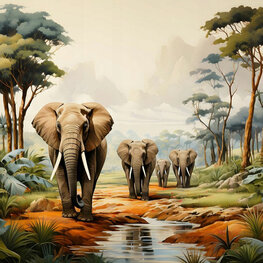 Jungle behang Olifanten familie
