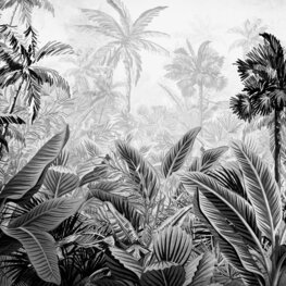 Botanisch behang Jungle Zwart-Wit