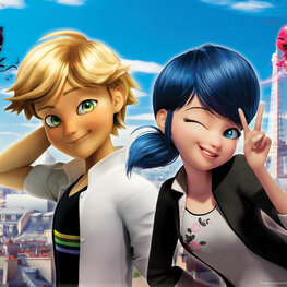 Miraculous behang Marinette en Adrien