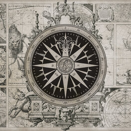 Vintage wereldkaart behang met kompas