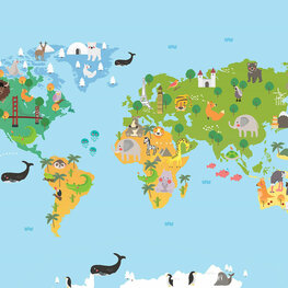 Kinderkamer Wereldkaart behang Groen