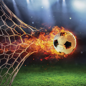 Voetbal behang met Brandende | Muurdeco4kids