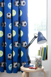 Voetbal kant-en-klaar gordijnen, blauw Voetbal kant-en-klaar gordijnen, blauw