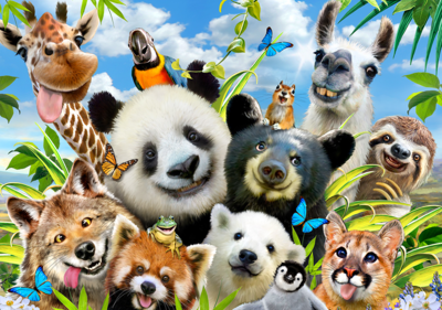 Welp Selfie behang Jungle dieren | Muurdeco4kids CI-87