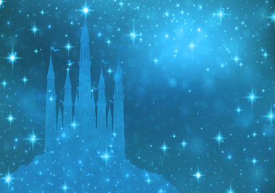 Onwijs Prinsessen Kasteel blauw behang met sterren RB-58